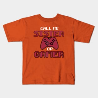 Retro gamer sister neon design Kids T-Shirt